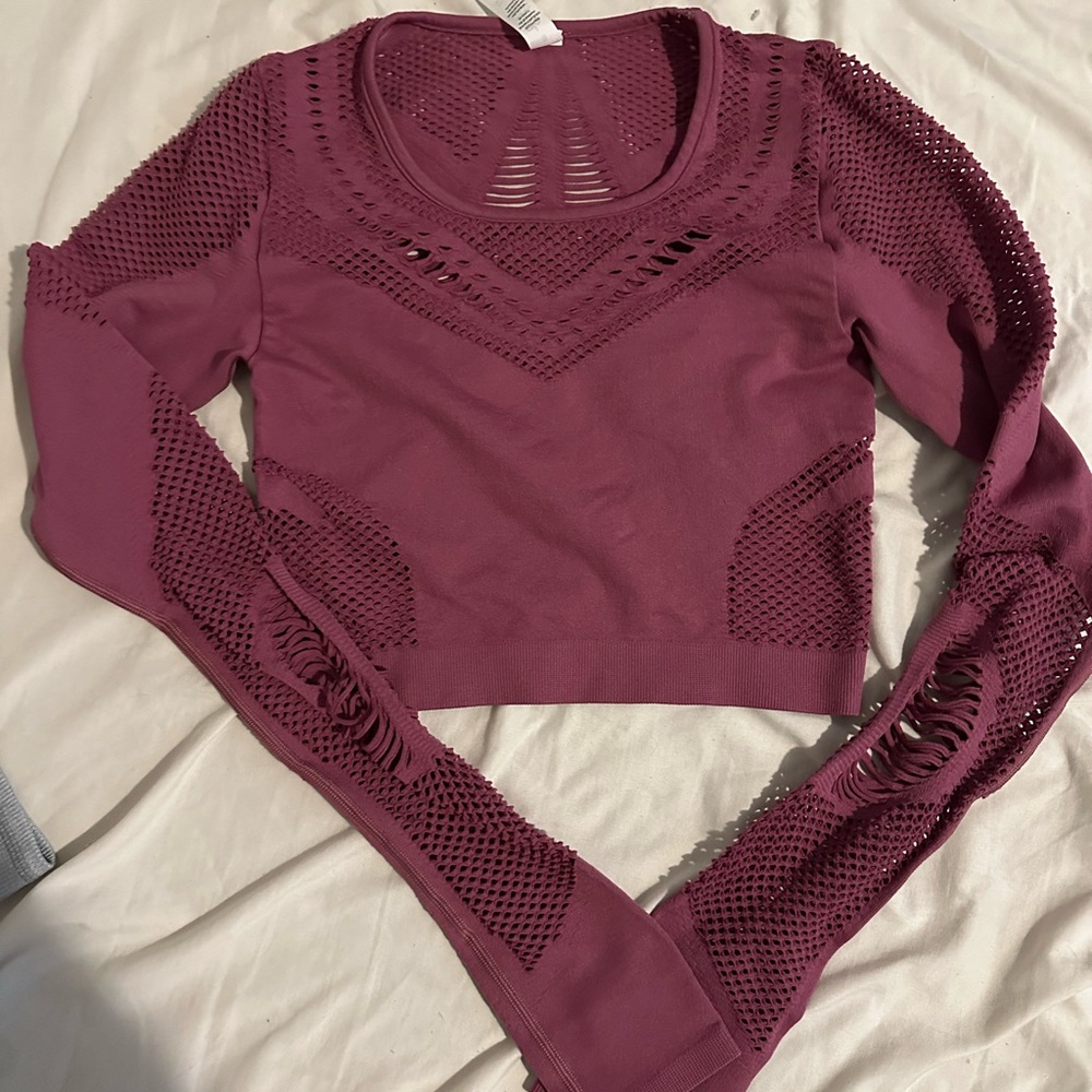ALO Yoga Purple Mesh Crop Top